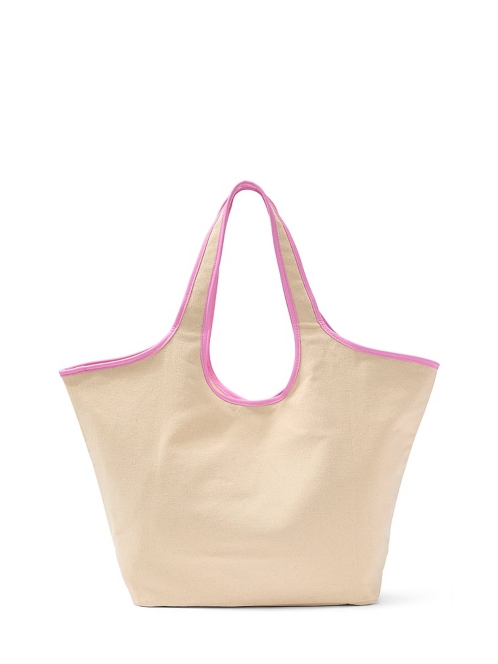 NWT Victoria's Secret Cream Tote with Pink Trim and Monogram Ombré Beach Bag - Picture 4 of 5